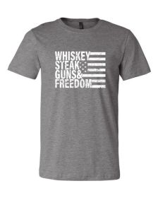 Whiskey Steak Guns & Freedom Tee (Color: Heather Storm, size: XL)