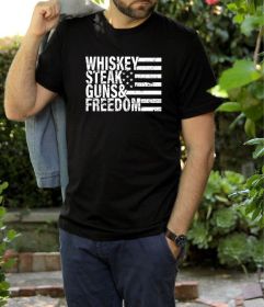 Whiskey Steak Guns & Freedom Tee (Color: DEEP HEATHER, size: L)