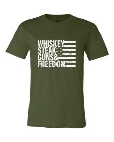 Whiskey Steak Guns & Freedom Tee (Color: olive, size: S)