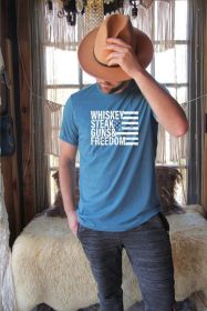 Whiskey Steak Guns & Freedom Tee (Color: Heather Deep Teal, size: S)