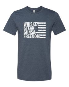 Whiskey Steak Guns & Freedom Tee (Color: Heather Navy, size: XL)