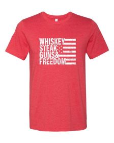 Whiskey Steak Guns & Freedom Tee (Color: Vintage Red, size: L)