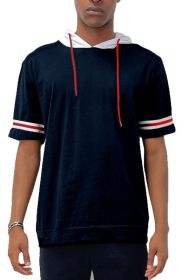 SHORT SLEEVE HOODED SHIRT (Color: NAVY, size: 2XL)