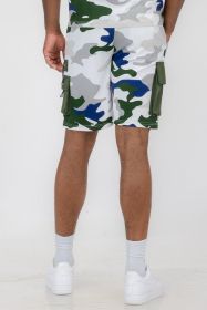 Weiv Mens Full Camo Sweat Shorts (Color: White, size: S)