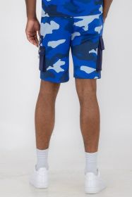 Weiv Mens Full Camo Sweat Shorts (Color: Blue, size: M)