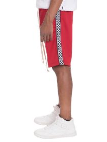Weiv Mens Checkered Stripe Track Shorts (Color: Red, size: XL)