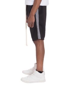 Weiv Mens Checkered Stripe Track Shorts (Color: Black, size: S)