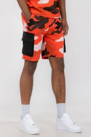 Weiv Mens Full Camo Sweat Shorts (Color: Red, size: S)