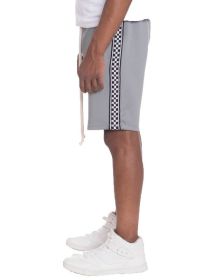 Weiv Mens Checkered Stripe Track Shorts (Color: Grey, size: XL)