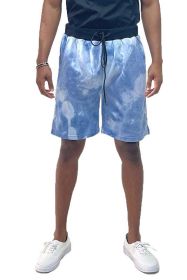 Weiv Mens Tye Dye Sweat Shorts (Color: WHITE BLUE, size: M)