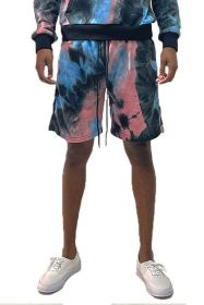 Weiv Mens Tye Dye Sweat Shorts (Color: BLACK BLUE, size: S)
