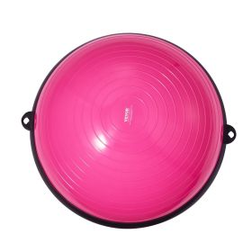 VEVOR Half Exercise Ball Trainer, 23 inch Balance Ball Trainer, 660lbs Capacity Stability Ball, Yoga Ball with Resistance Bands & Foot Pump (Color: Pink, Top Non-Slip Texture: Wavy Pattern)